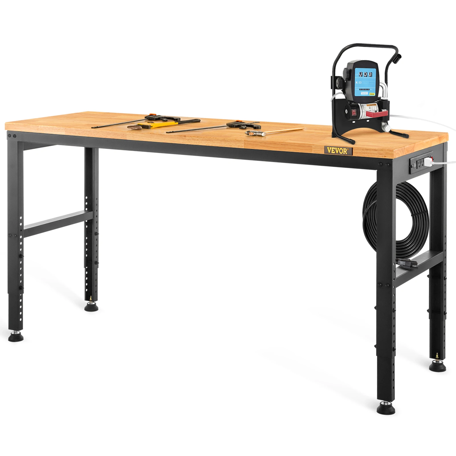 Adjustable Oak Wood Workbench for Home Office Workshop