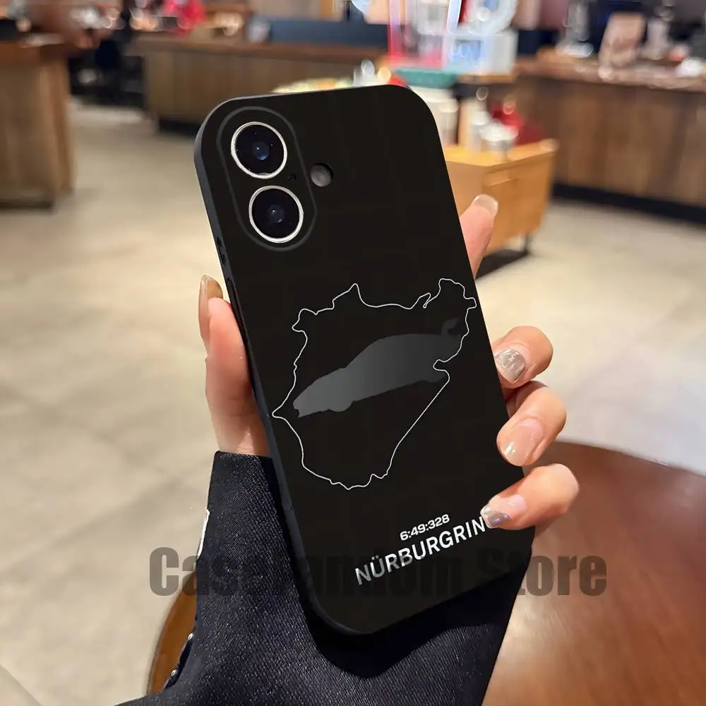 Nurburgring Sport Car Black Shockproof Phone Case - Sleek and Durable Soft Cover