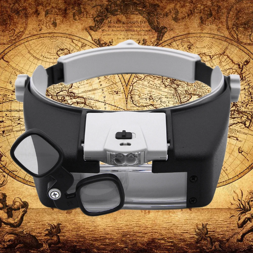 Headband Magnifier with 2 LED Light Wearable Magnifier Adjustable Headband  Lluminated Magnifier for Reading Jewelry Watch Repair - AliExpress