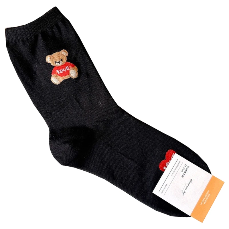 Elegant Lady Bear Women's Cute Cotton Socks - Harajuku Style Novelty Sox, Perfect Christmas Gift