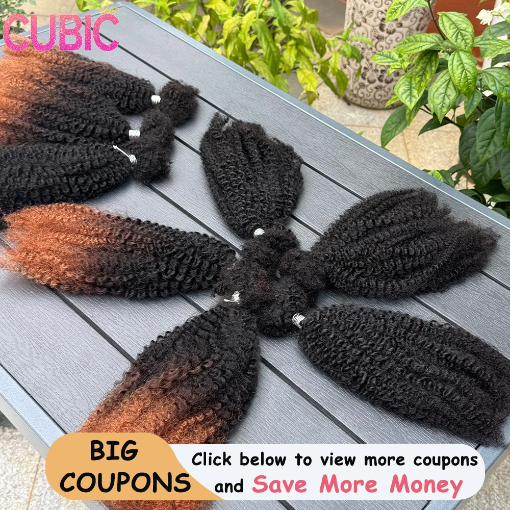 4C Afro Kinky Curly Bulk Hair 16 Inch 100% Human Hair Raw Virgin Unprocessed No Weft Braid Extension Natural Bulk Hair For Dread 1