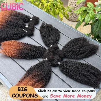 4C Afro Kinky Curly Bulk Hair 16 Inch 100% Human Hair Raw Virgin Unprocessed No Weft Braid Extension Natural Bulk Hair For Dread 1