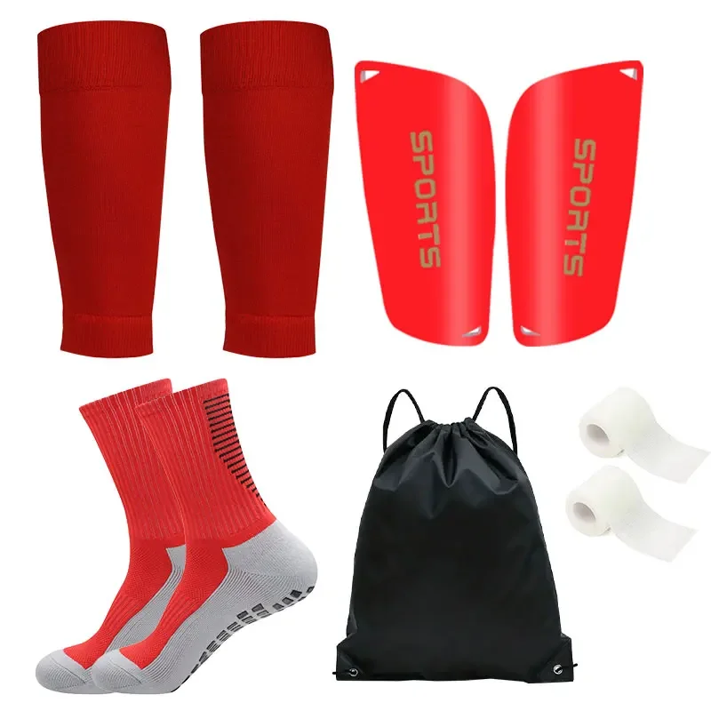 Soccer Shin Guards 5PCS Set Teenagers Football Bag Socks Grip Men Sport Socks Leg Cover Shank Board Bandag