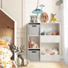 Kids Toy Storage Organizer with Bookcase, Children Bookshelf and Toy Storage Bins for Toddlers, Wooden Storage Cabinet 2