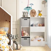 Kids Toy Storage Organizer with Bookcase, Children Bookshelf and Toy Storage Bins for Toddlers, Wooden Storage Cabinet 2