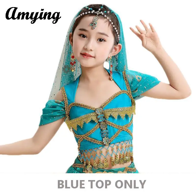 

Children' Belly Dance Top Costume Oriental Palace Style Dance Coins Tops Indian Dance Stage Performance Jasmine Princess Clothes