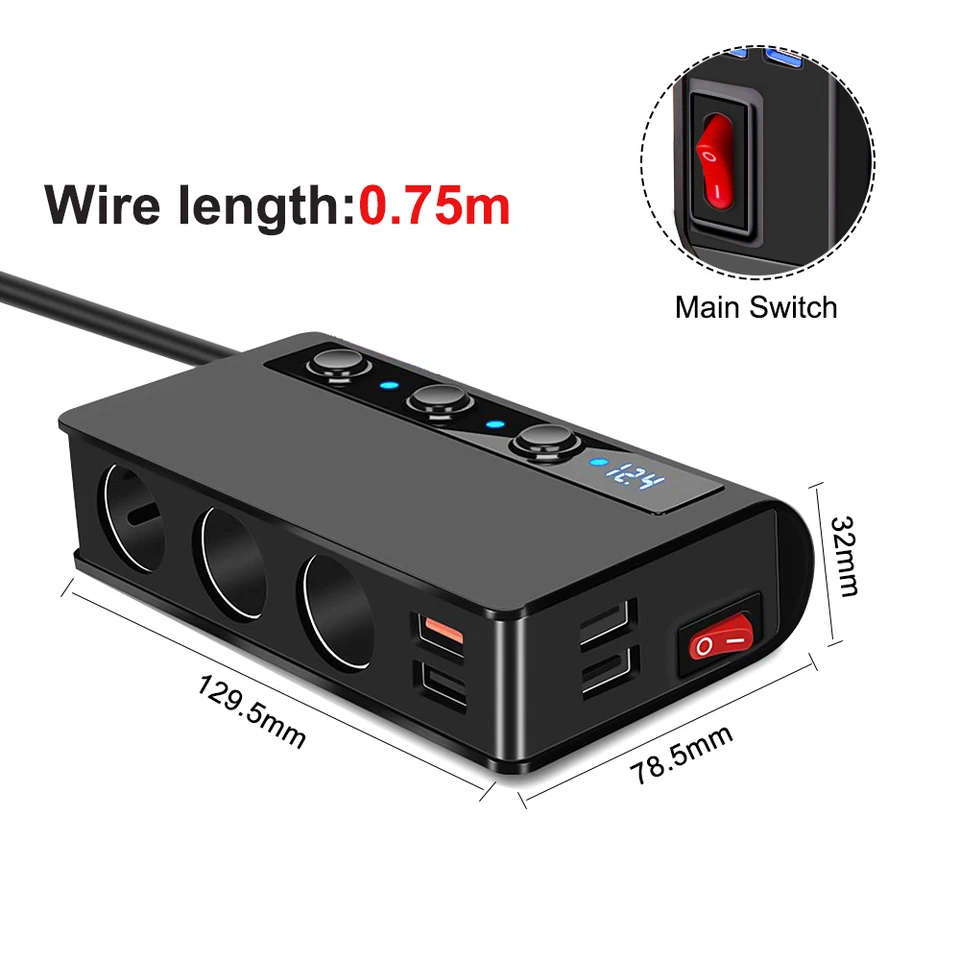 Caricabatterie Da Auto 180W, Caricatore Da Auto USB-C PD USB QC3.0