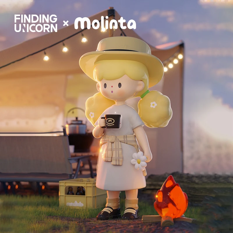 

Фигурки в виде единорога Molinta для кемпинга, версия бревен, игрушки, милые фигурки героев аниме, милая таинственная коробка, модель, дизайнерская кукла, подарок