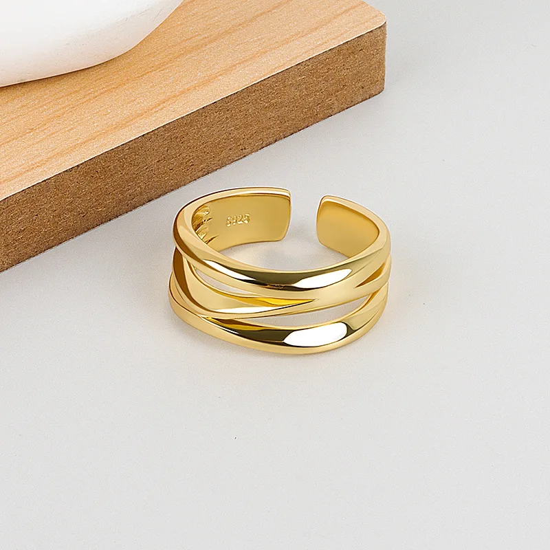 

Fashion Silver Color Multilayer Fashion Open Adjustable Wide Ring Simple For Women Man Party Fine Jewelry Classic Gift