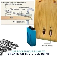 Nouveau 7/14/15 pièces trou de poche vis gabarit 15 degrés cheville perceuse menuiserie Kit charpentiers bois menuiserie Guides Joint Angle localisateur outil 4