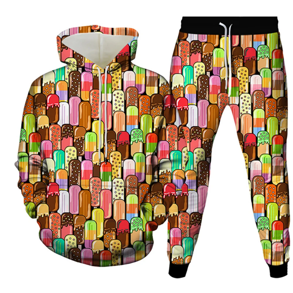 

Anime Funny Ice Cream 3D Printing Men's Tracksuit Sets Casual Hoodie + Pants 2pcs Sets Oversized Sweatshirt Fashion Men Clothing