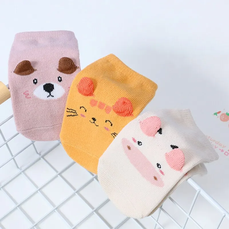 2 Pairs Winter Spring Anti Slip Baby Socks Cute Cartoon Animal