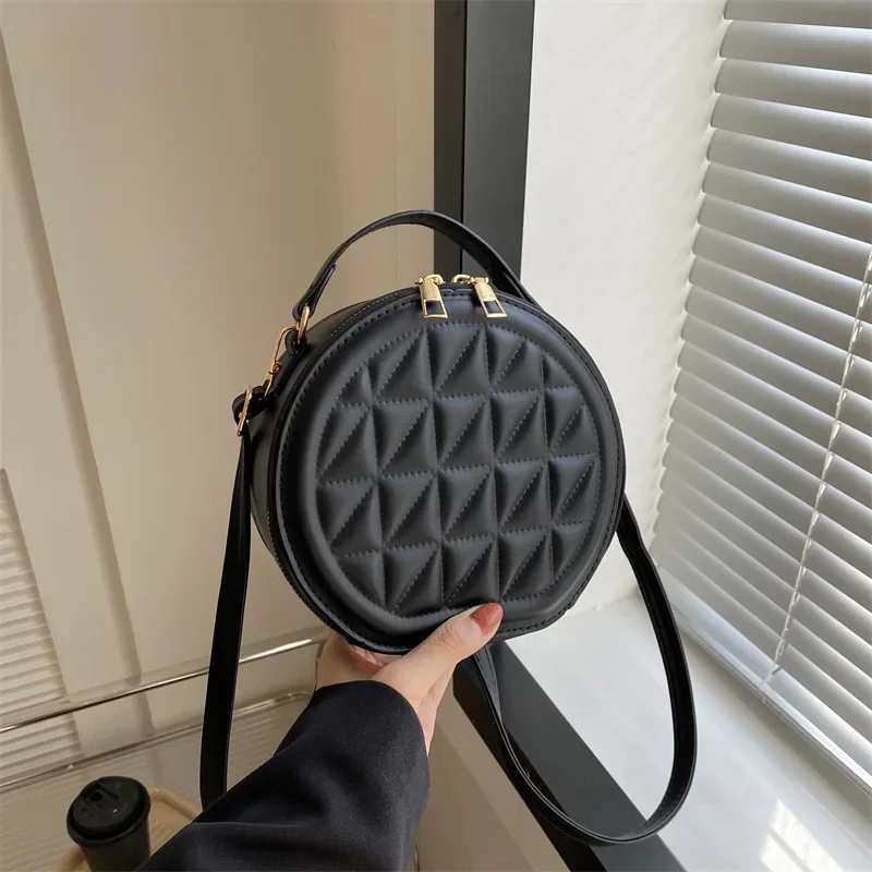 Niche Design Rhombus Handbag Small Round Crossbody Bag New Women's Fashion Shoulder Bag Casual Personality Female Crossbody Bag