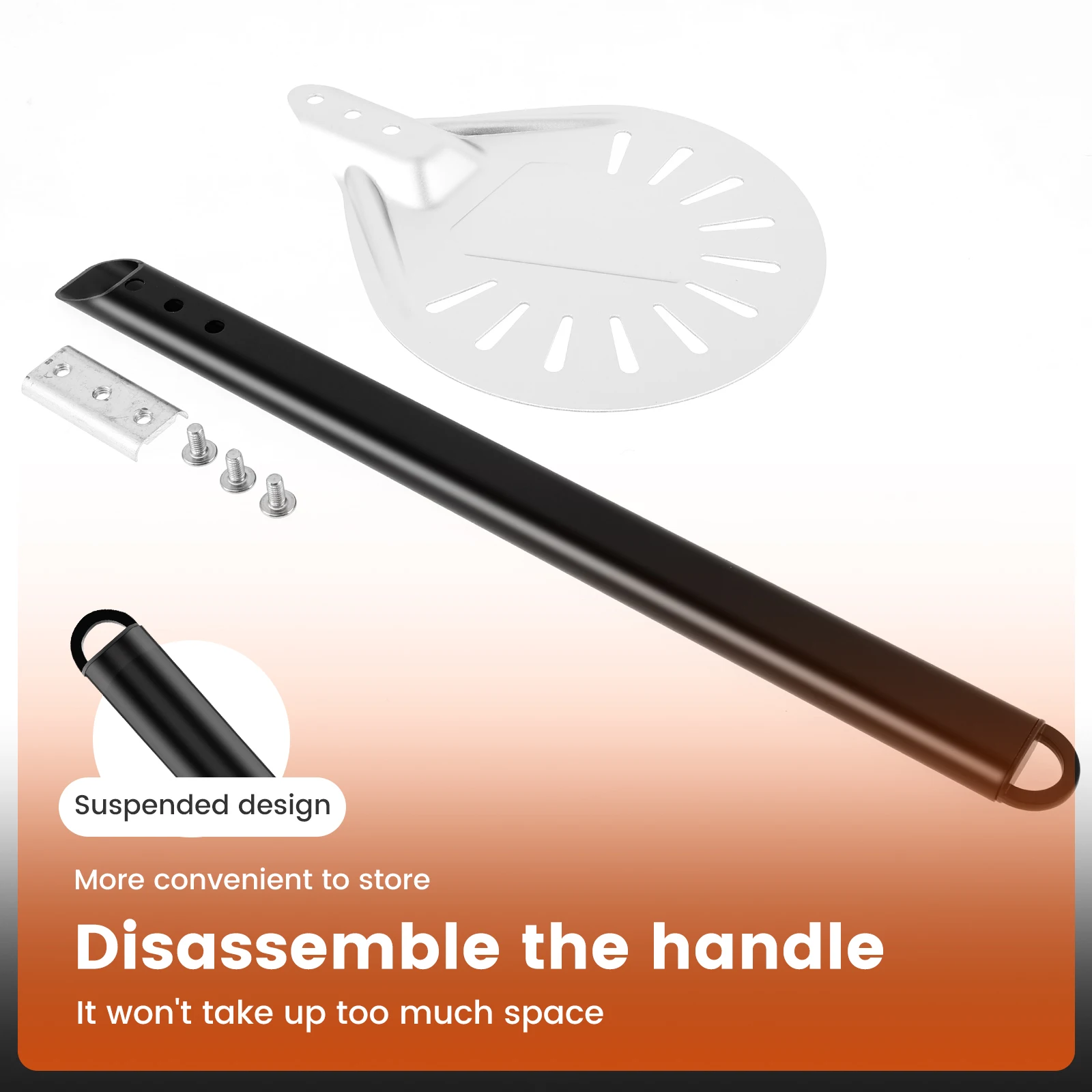 Pizza Turning Peel 7/8 Inch Aluminum Pizza Paddle with Detachable Handle Spatula Professional Peel for Baking