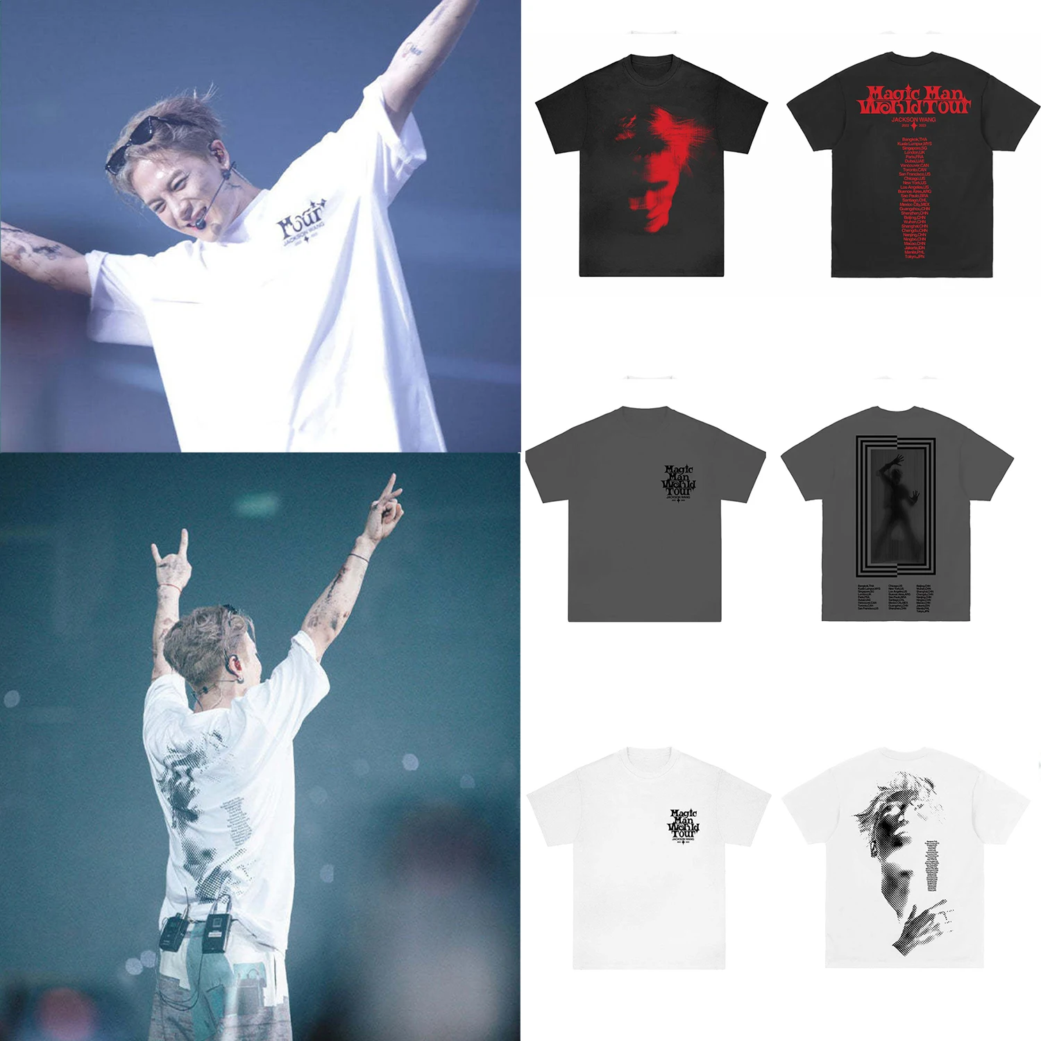 T-shirt GOT7 Jackson Wang Tour - Unisexe - Coton Mélangé - Neuf Avec étiquettes - Pour Fans De K-pop