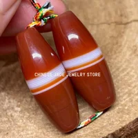2pcs Natural Magic Power Tibetan Agate *One Line* Amulet Red Dzi Beads CB030 2