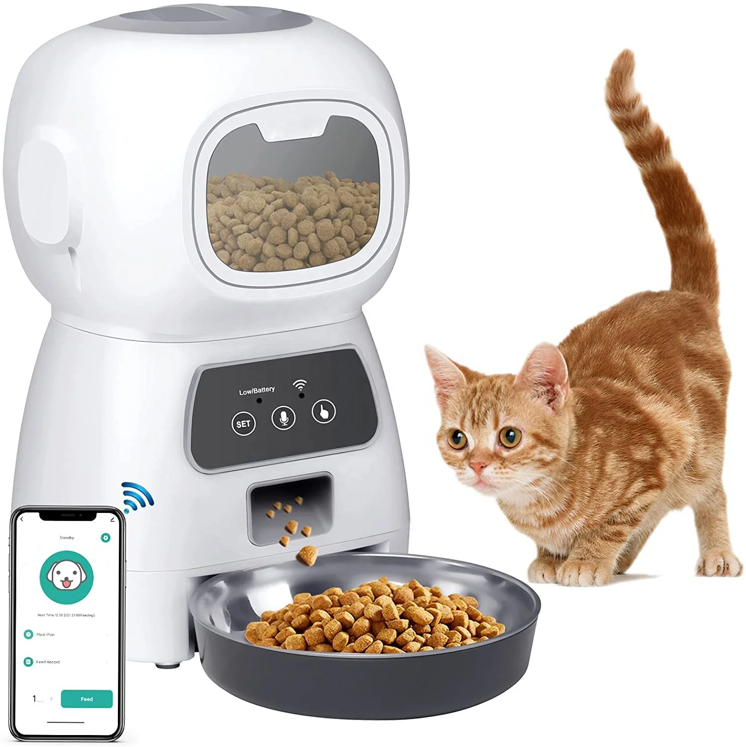 

Tuya app 6L Automatic Cat Feeder,Wi-Fi Enabled Smart Pet Feeder for Cats and Dogs,Auto Dog Food Dispenser with Portion Control