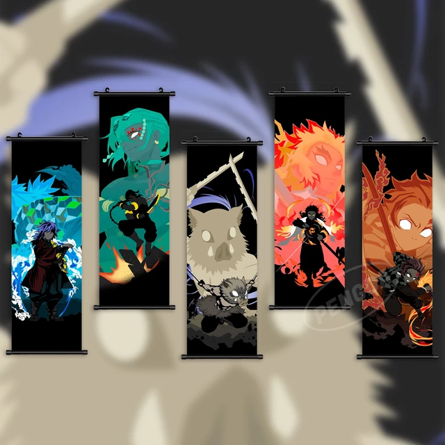 Demon Slayer Hanging Scroll Pintura, Desenhos Animados Impresso Anime, Home  Decor, Cartaz de parede, Sala de estar Arte, Decoração Moderna Presente -  AliExpress