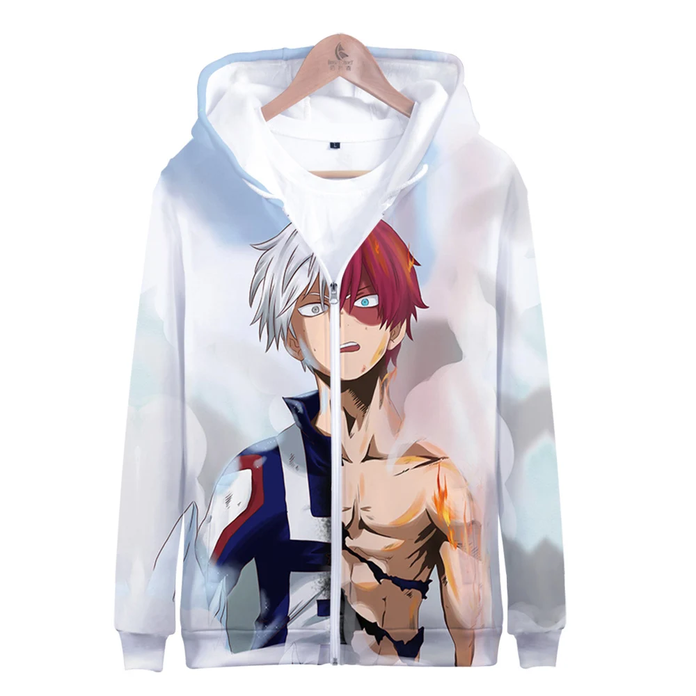

Personality Design Kids Anime My Hero Academia Hoodie Men 3D Zipper Sweatshirt Boy Streetwear Shoto Todoroki Clothes Jackets