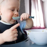 1 Pair Silicone Spoon for Baby Bendable Soft Fork Children Feeding Training Tableware Silicone Soft Fork Spoon Set Tableware 1