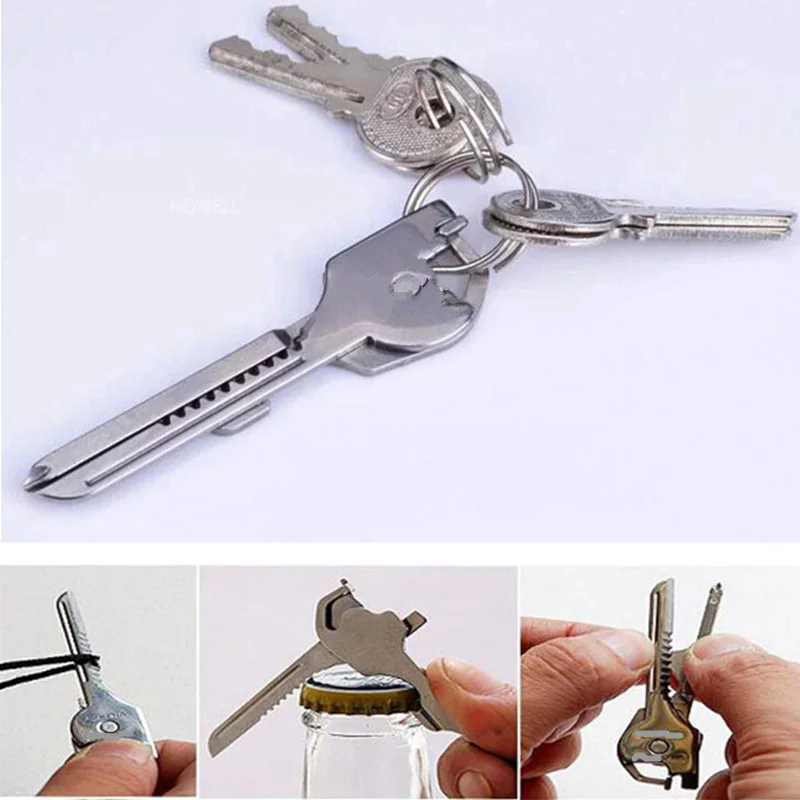 1PC Multi Function Folding Tool Keychain Opener Screwdriver EDC 6 In 1 Utility Outdoor Survival Rescue Pocket Plier KeyRing Tool
