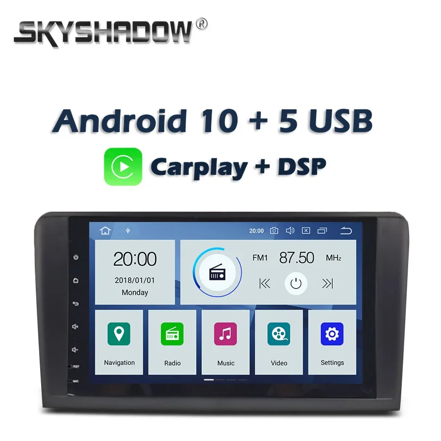 Lettore Dvd Per Auto Dsp Px6 Ips 9 "Android 10 4Gb 64Gb Radio Bluetooth 4.2 Per Mercedes Benz W164 Ml300 Ml350 Ml450 Ml500 Ml550 X164