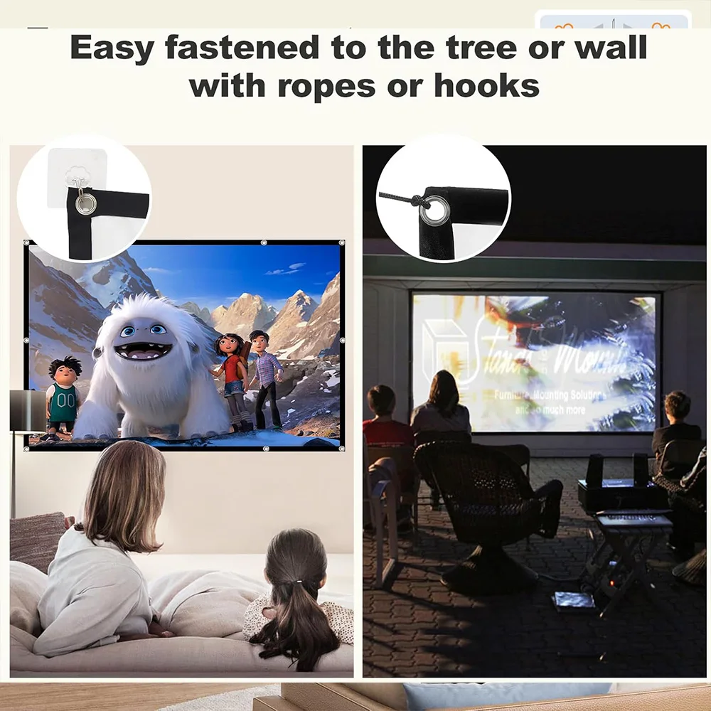 Portable Projector Screen 4K 72-150Inch Projectors Screen For Mobile Phone Outdoor Indoor Movies Screens - 3