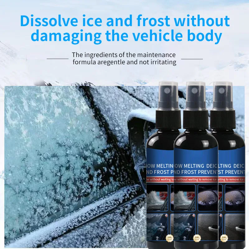 Car Windshield Deicing Spray 100ml Snow Melting Spray Anti Frost Auto Window Ice Melting Agent Car Glass Defrosting Liquid