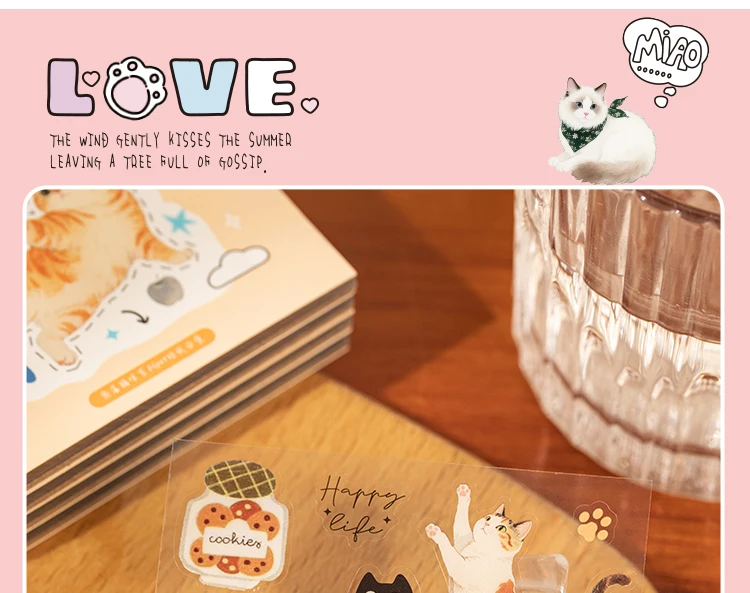 20 Blatt Kawaii Corner Cat Series Cartoon gestanzte Aufkleber Buch DIY Tagebuch Handyhülle Scrapbook Material Niedliche Briefpapieraufkleber – Detail 12