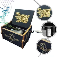 Wooden Music Box Beauty and Beast Hand Cranked Home Decoration Carved Musical Box Valentine's Day Birthday Gif 1