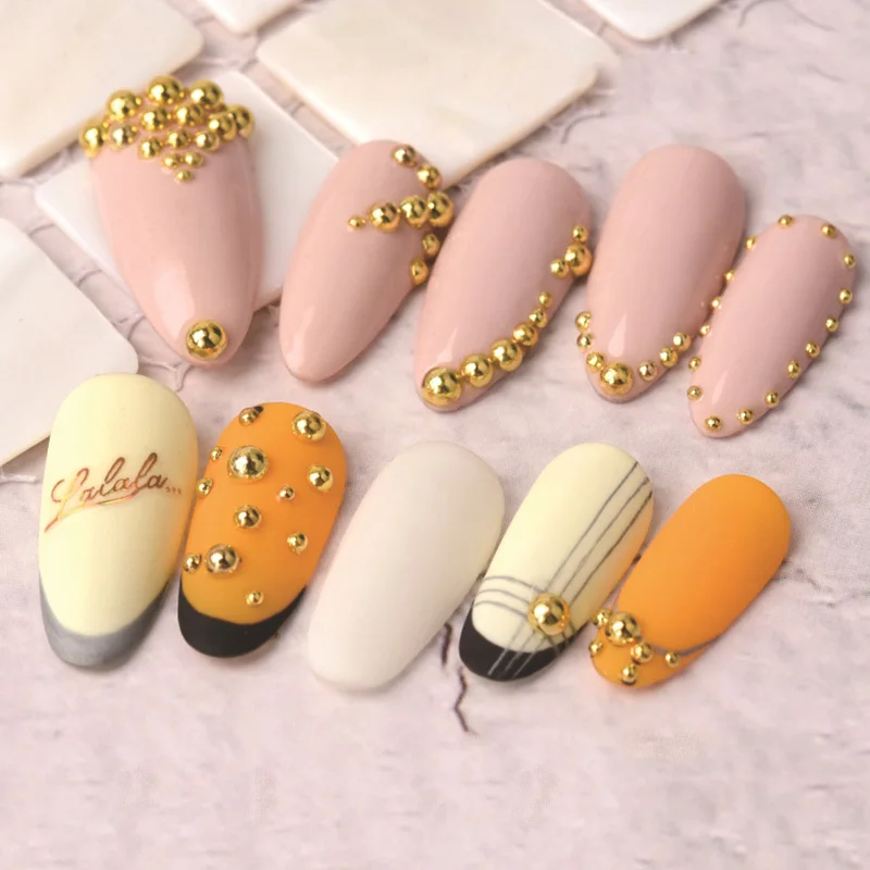 Description Picture 5 of item100pcs/lot 1-3mm 3D Gold Silver Half Round Ball Charm Nail Art Studs Metal Rivets Nail Art Decorations For Manicure Nails