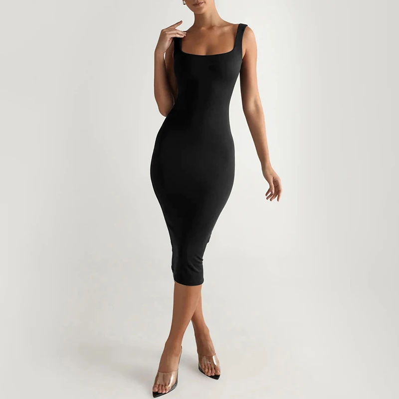 

Женское платье весна-лето без рукавов с открытой спиной одноступенчатая юбка тонкая облегающая трикотажная длинная юбка