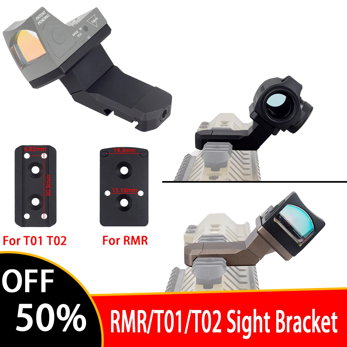 

Metal Side Sight Mount Base For RMR T02 Red Dot Sight Tactical Offset Optic Mount 20mm Rail Bracket Airsoft Hunting Accessories