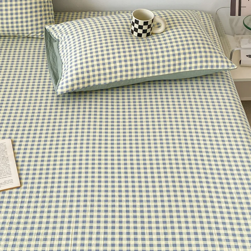 1PC Bed Sheet (Excluding Pillowcases), Soft and Comfortable Grid Bedding Sheet, Suitable for Bedrooms and Guestrooms 5