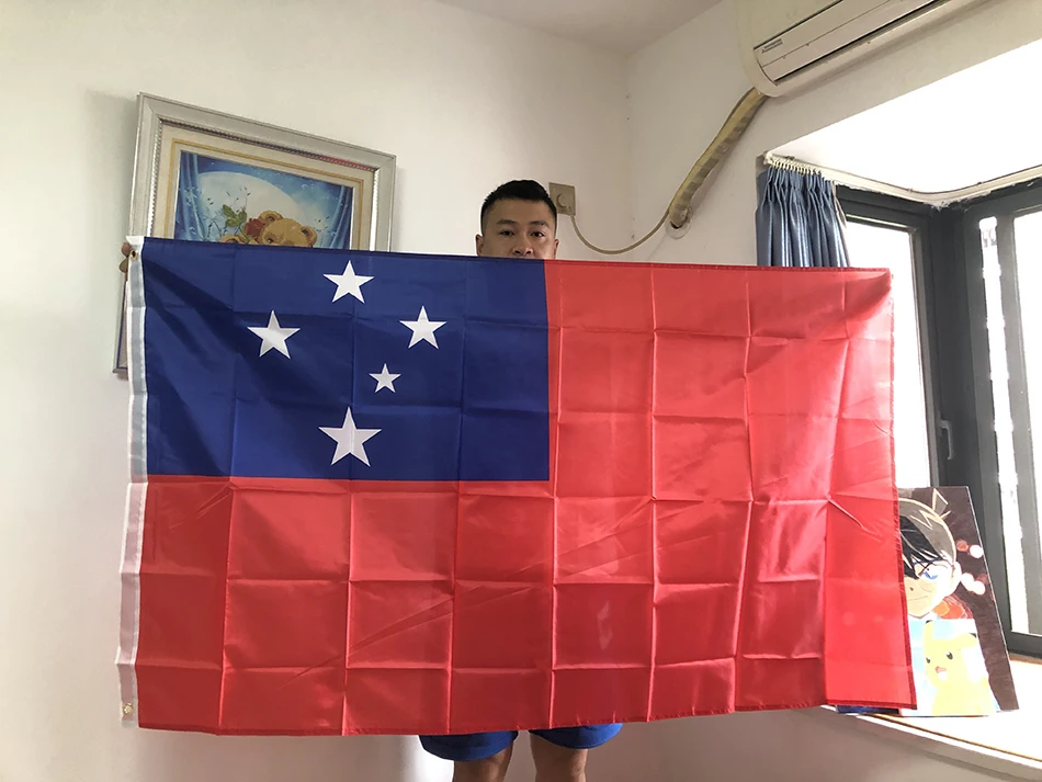 SKY FLAG Samoa flag  90x150cm Double penetration Polyester hanging Samoa WS American Samoan Flag with Brass Grommets for Decor