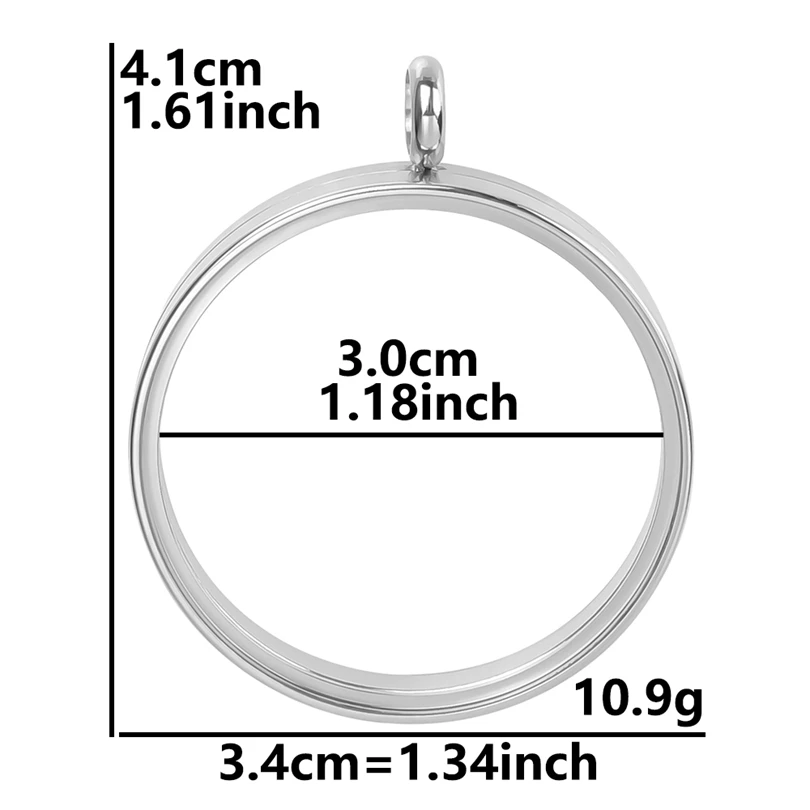 High-Quality Stainless Steel Round Glass Coin Bezel Photo Locket Pendant