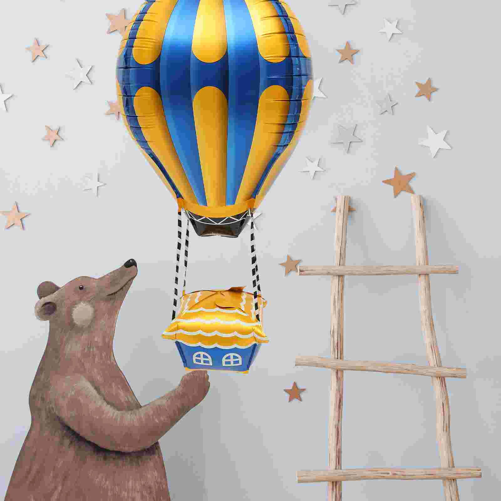 Alipis 4 Palloncini A Forma Di Mongolfiera In Alluminio 4D - 89 Cm - Per Compleanni, Matrimoni, Baby Shower - Colori Assortiti - 3