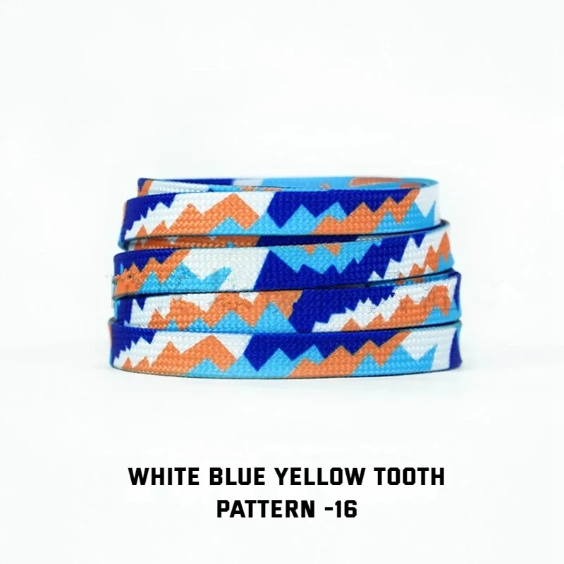 Dazzling Blue Striped Tie-Dye Gradient Flat Shoelaces - Vibrant Unisex Sneaker Laces