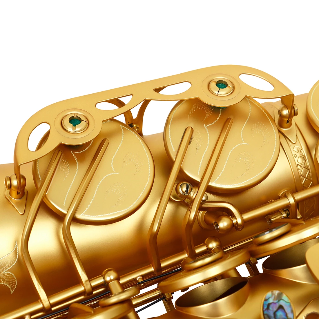 Slade Altsaxophon mit E-Flat Ton Messing Abalone Shell Keyed Saxophon mit Box Strap Reed Teile schwarz vernickelt/Gold – Detail 10