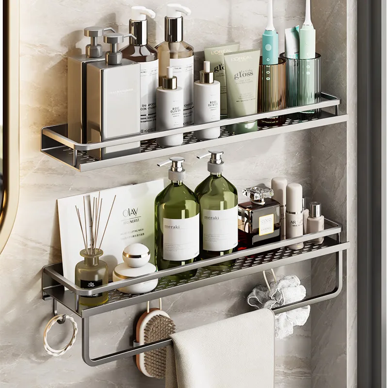

Gray Bathroom Shelving Perforation-free wall Hanging shelf Toilet Toilet Toiletry Station Wall Bathroom storage rack