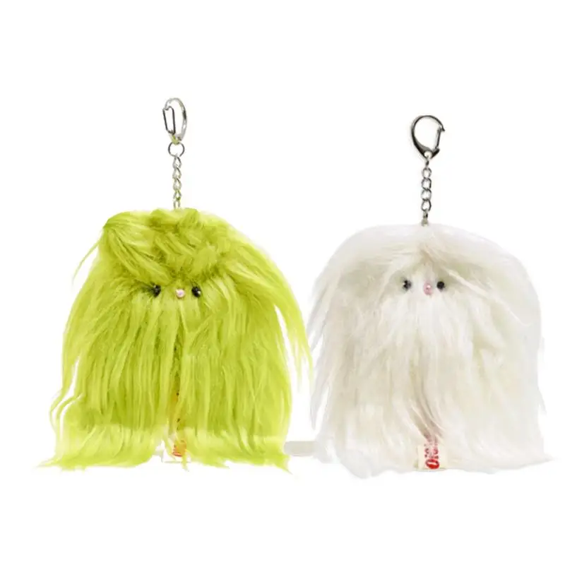

Stuffed Animal Keychain Ugly And Cute Cartoon Couple Green Plush With Fried Hair Handbag Pendant durable Small Plush Keychain