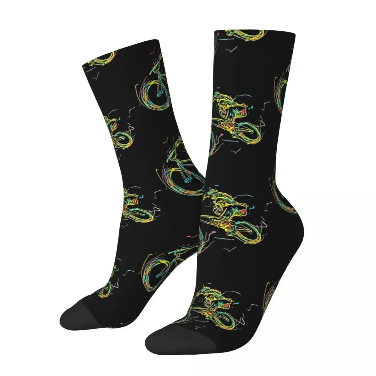 

Happy Men's Socks Mountain Biker Retro Harajuku Bicycle Bike Hip Hop Male Crew Crazy Sock Gift Summer Socks