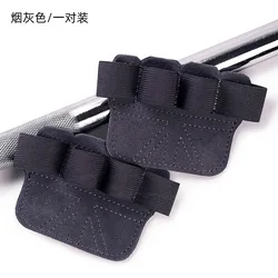 Premium Leather Gym Grips with Anti - Skid and Palm Protection for Weightlifting and Fitness (1 pair Gray 1)