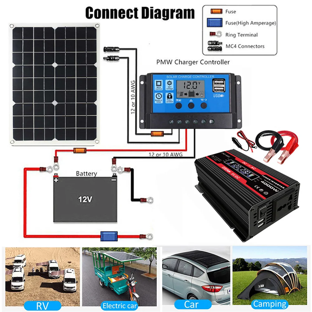 4000W Sine Wave Inverter 12V to AC 220V/110V Voltage Transformer Power Socket Converter for Car Home Outdoor car converter power inverter converter