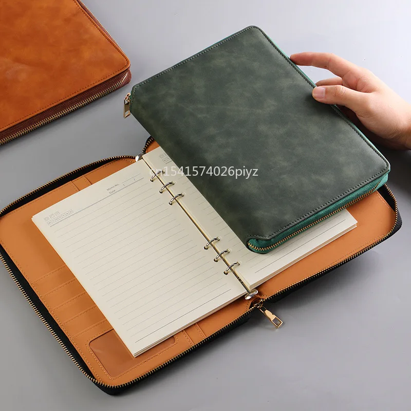Business A5 Zipper Bag Loose-Leaf Notebook Stationery Multifunctional Creative Notepad Manager Bag Portable