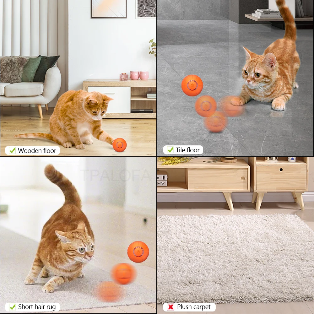 gato interativo inteligente, bola rolamento automática brinquedos gato 360  graus, bola inteligente rotação automática bola gato giratório recarregável  USB