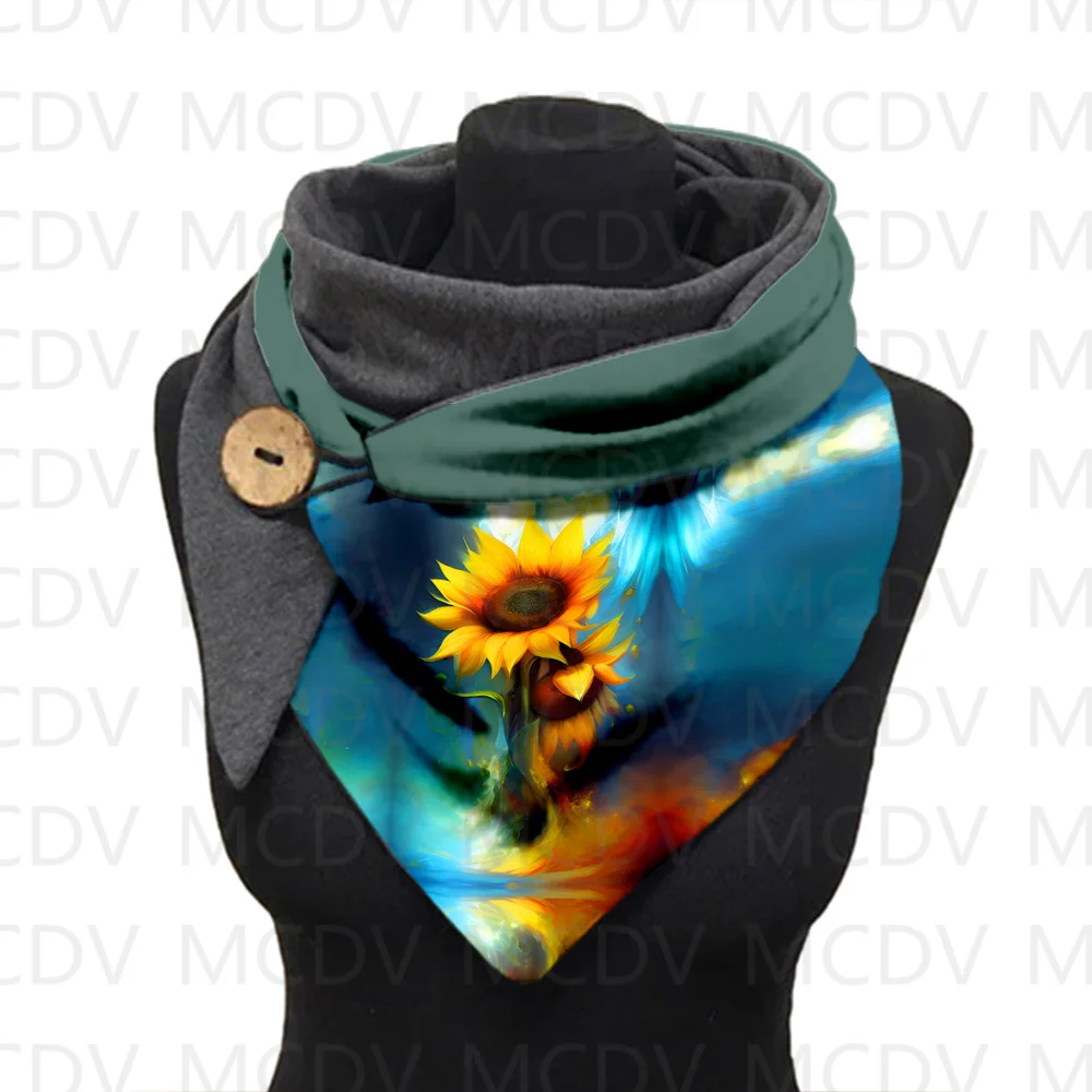 

Sunflower Flowers Scarf 3D Printed Warm Fleece Casual Scarf And Shawl for Women Warm and comfortable Scarf