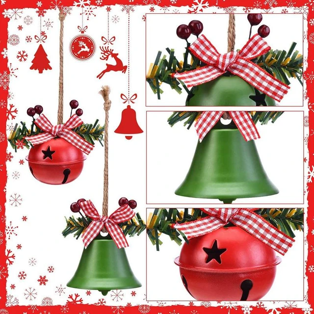 Christmas Jingle Bells 6Pcs Large Size Bell Pendant Ornaments White Red  Green Bell Pendants Party Favors Craft Bells For Door - AliExpress