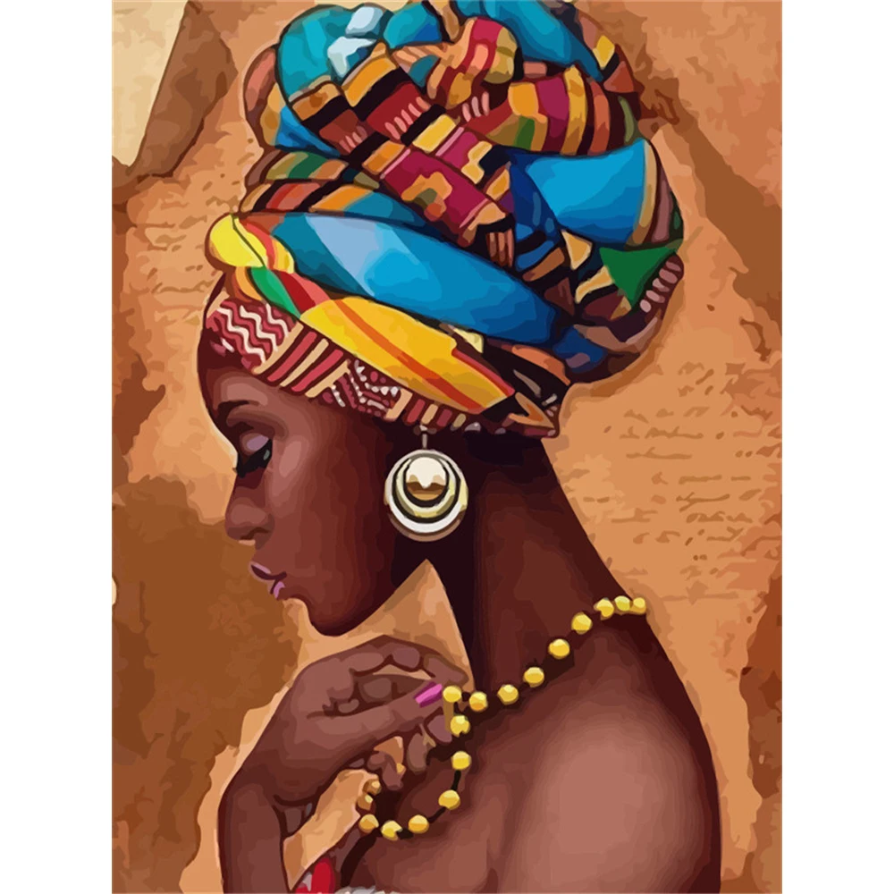 African Woman DIY Cross Stitch Embroidery 11CT Kits Craft Needlework Set Cotton Thread Printed Canvas Home Decoration cross stitch kit