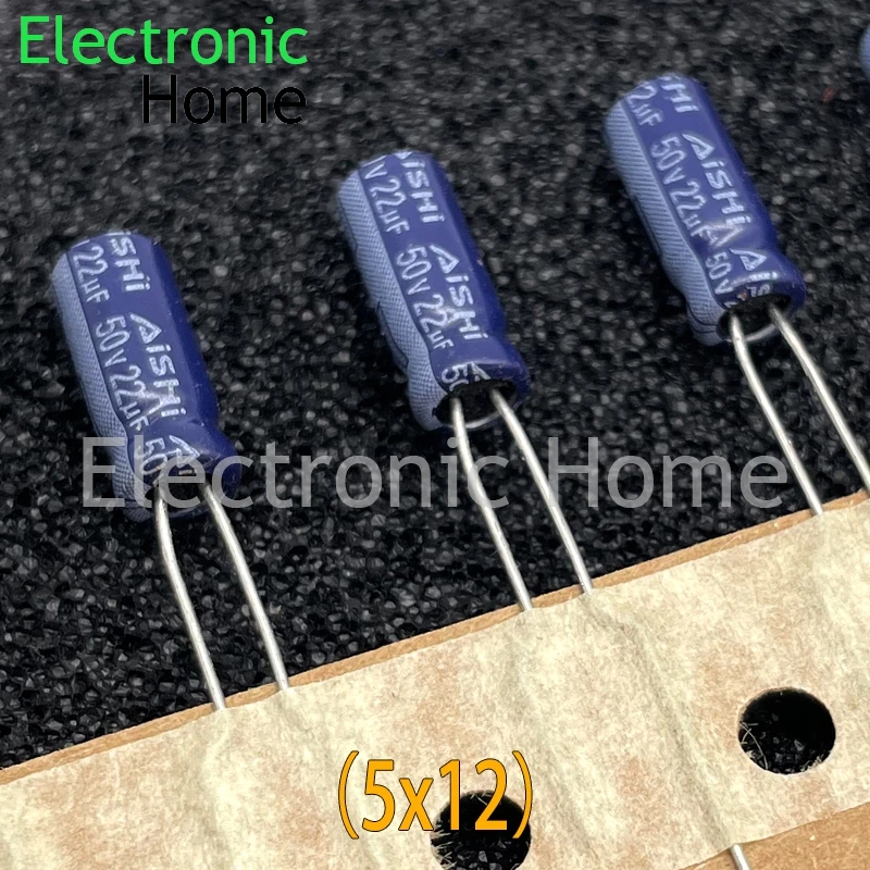 Aishi Aihua RM 50v 22uf 50v22uf high-frequency low resistance aluminum electrolytic capacitor 5x12MM 100PCS/LOT